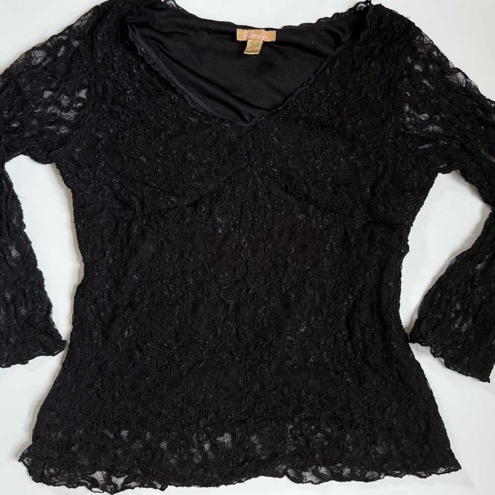 Black Lace 3/4 Sleeve Blouse